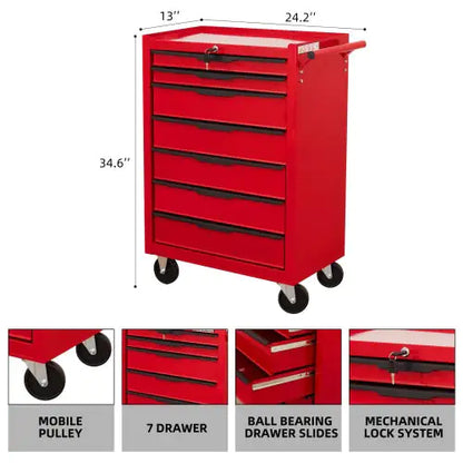 7-Drawer Rolling Tool Chest Cabinet