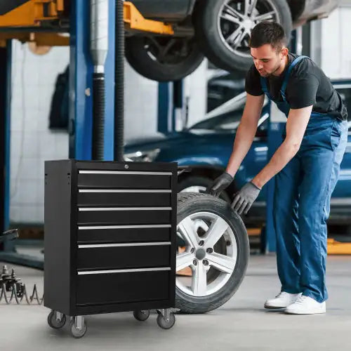 6-Drawer Rolling Tool Chest Cabinet, Large Capacity Metal Tool Box