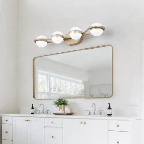 Modern Minimalist Gold Bathroom Vanity Light, 4 Bulb Acrylic Shade