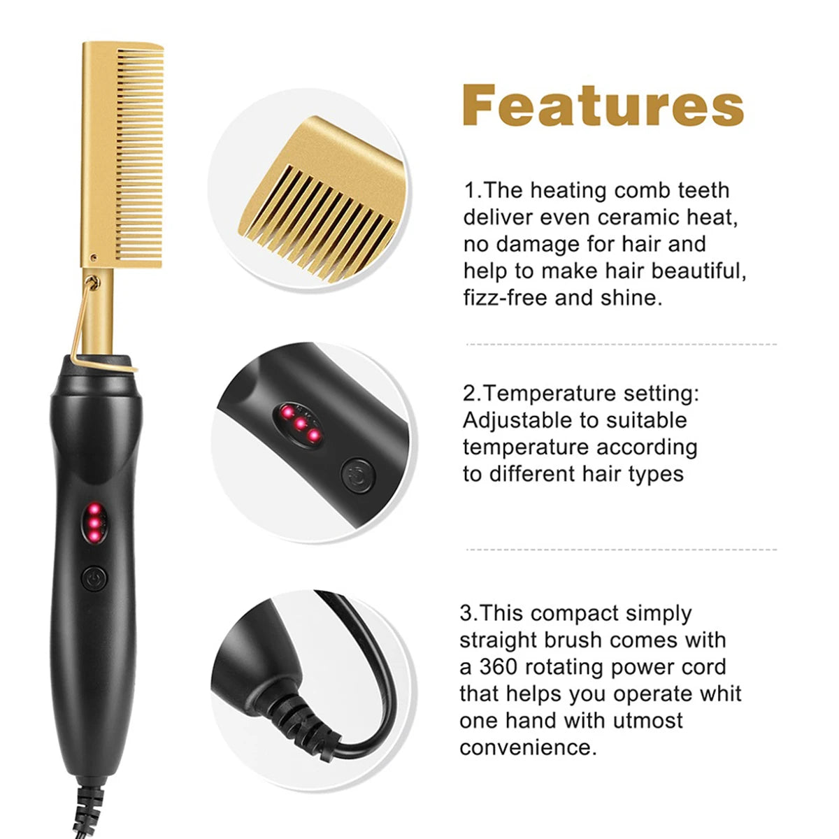 2 in 1 Hot Comb Hair Straightener