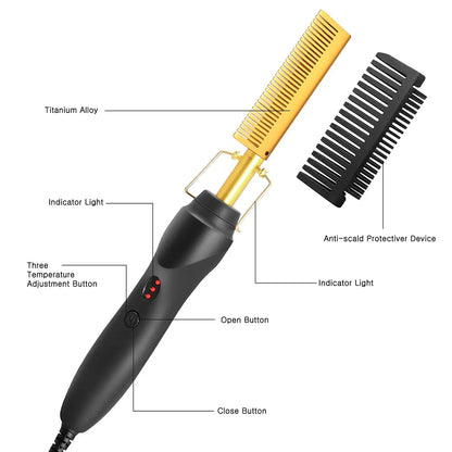 2 in 1 Hot Comb Hair Straightener