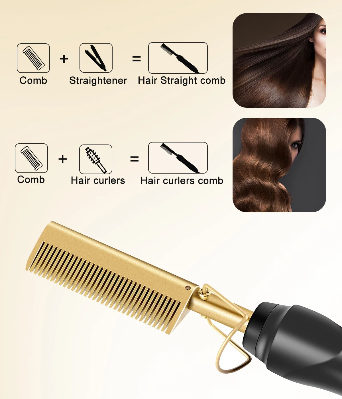 2 in 1 Hot Comb Hair Straightener