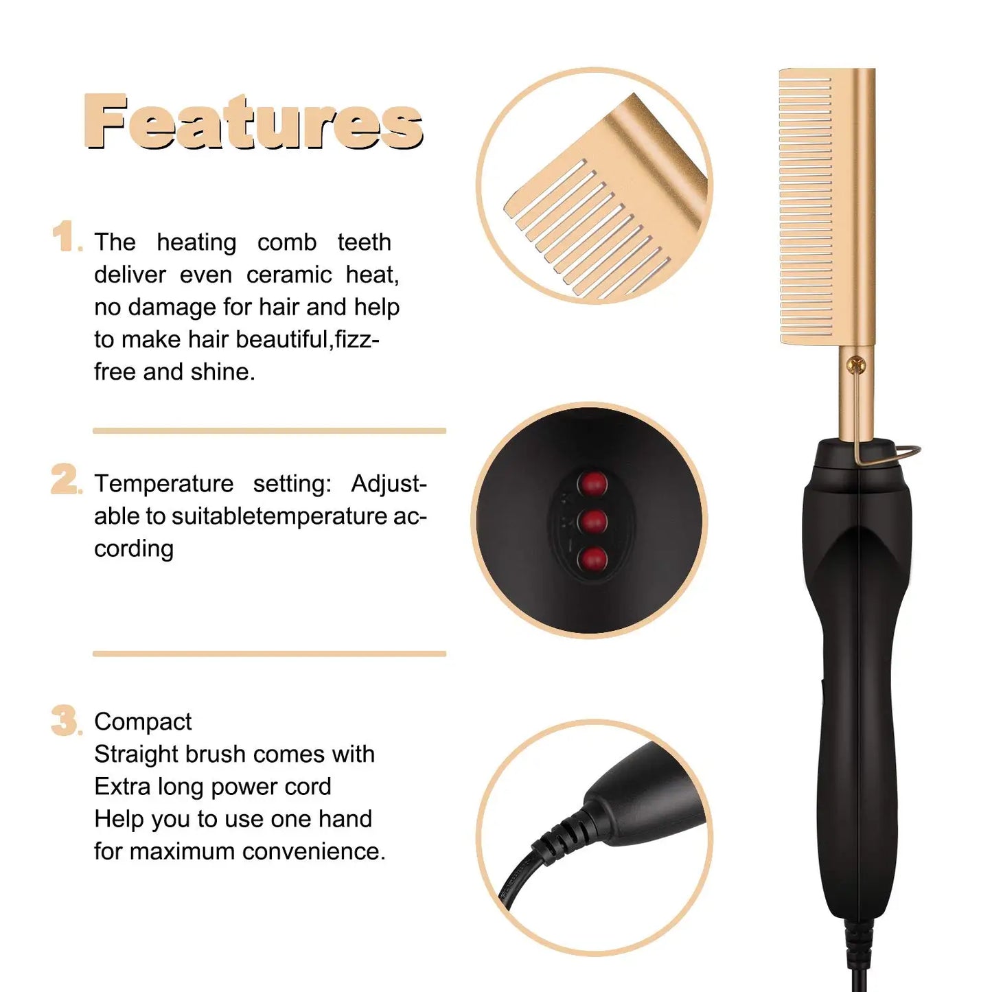 2 in 1 Hot Comb Hair Straightener