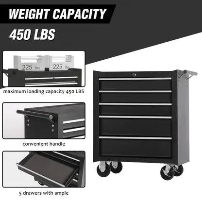 5-Drawer Rolling Tool Chest With Key Lock