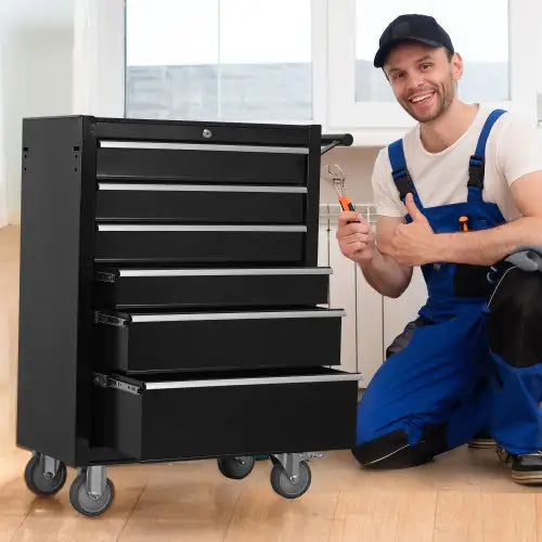 6-Drawer Rolling Tool Chest Cabinet, Large Capacity Metal Tool Box