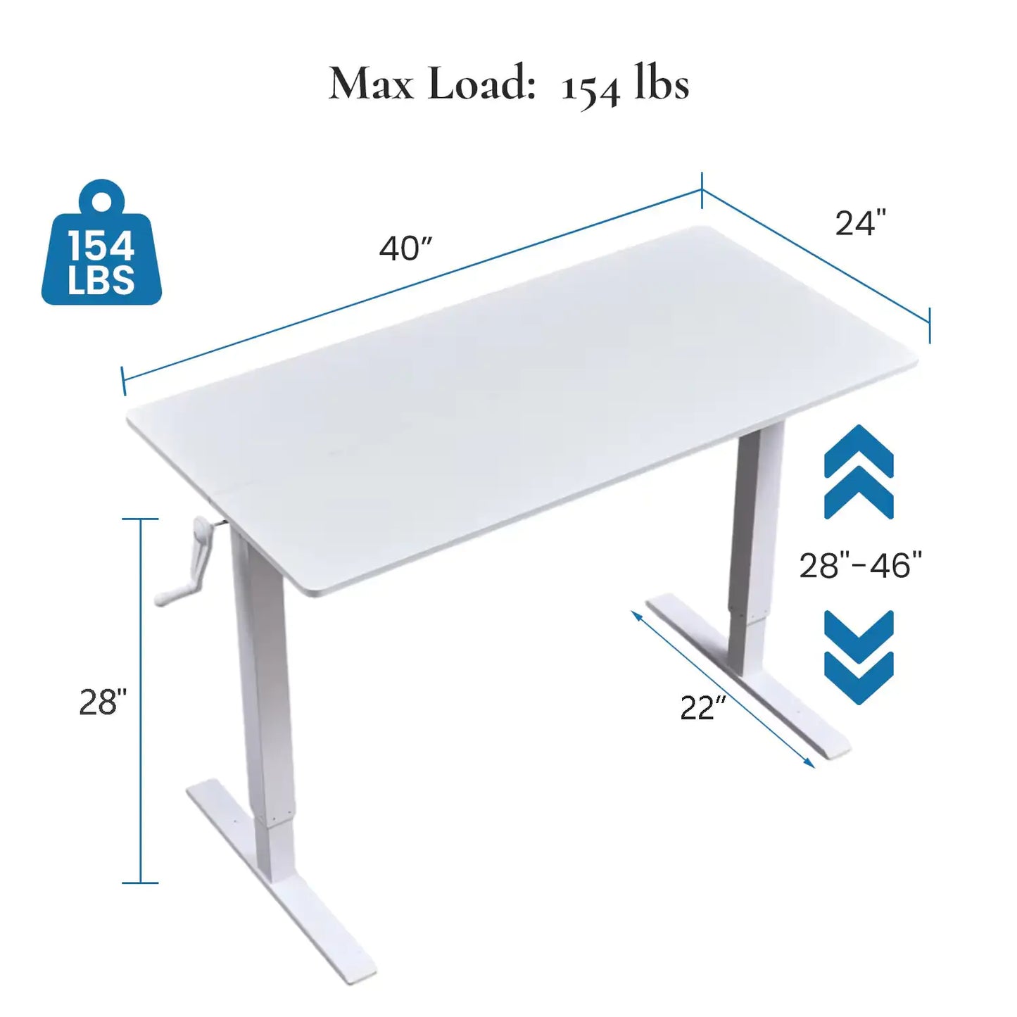 Hand-Crank Adjustable Office Desk Height Adjustable