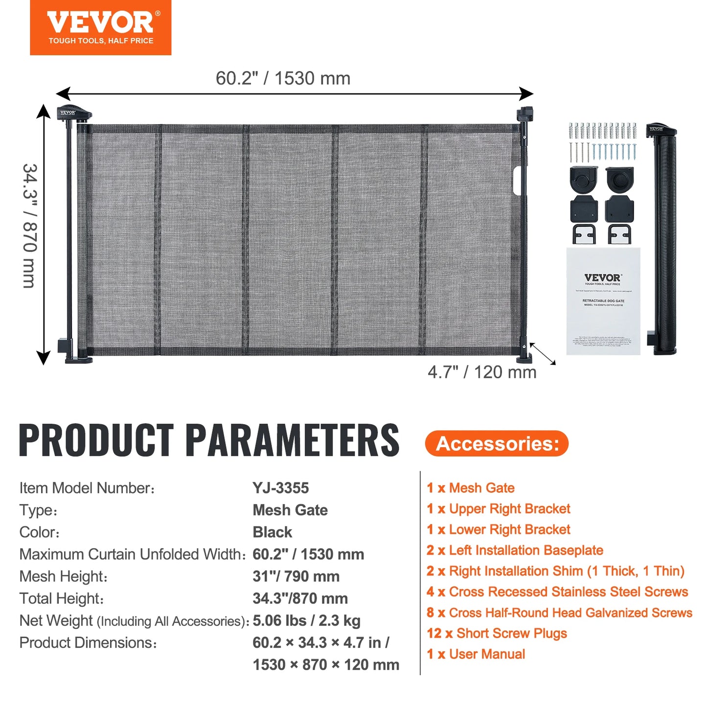 VEVOR Retractable Tall Mesh Gate