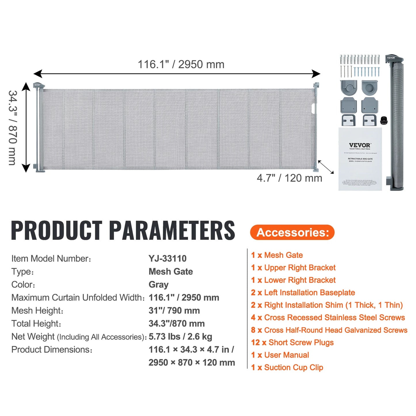 VEVOR Retractable Tall Mesh Gate