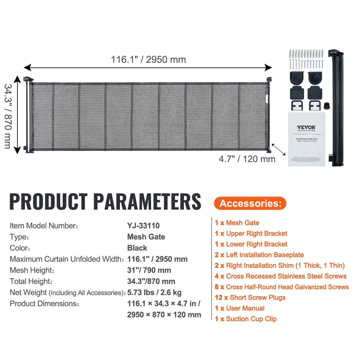 VEVOR Retractable Tall Mesh Gate