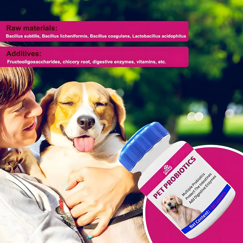 180 Tablets Pet Digestive Health Probiotic Supplements for Cats and Dogs