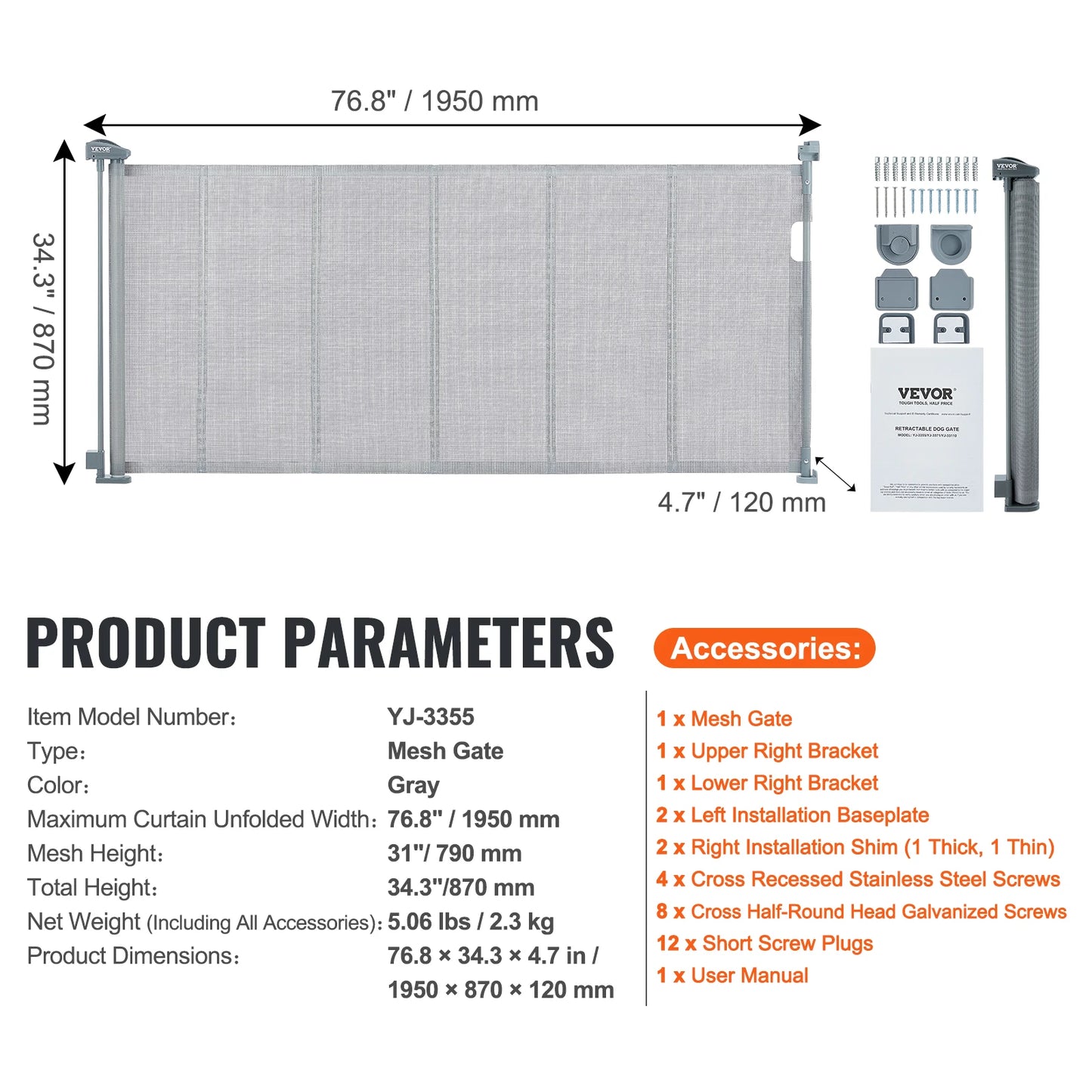 VEVOR Retractable Tall Mesh Gate