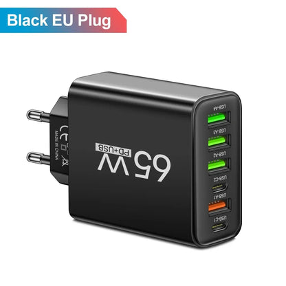 Total 65W USB C Charger 6 Ports