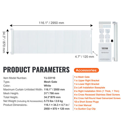 VEVOR Retractable Tall Mesh Gate