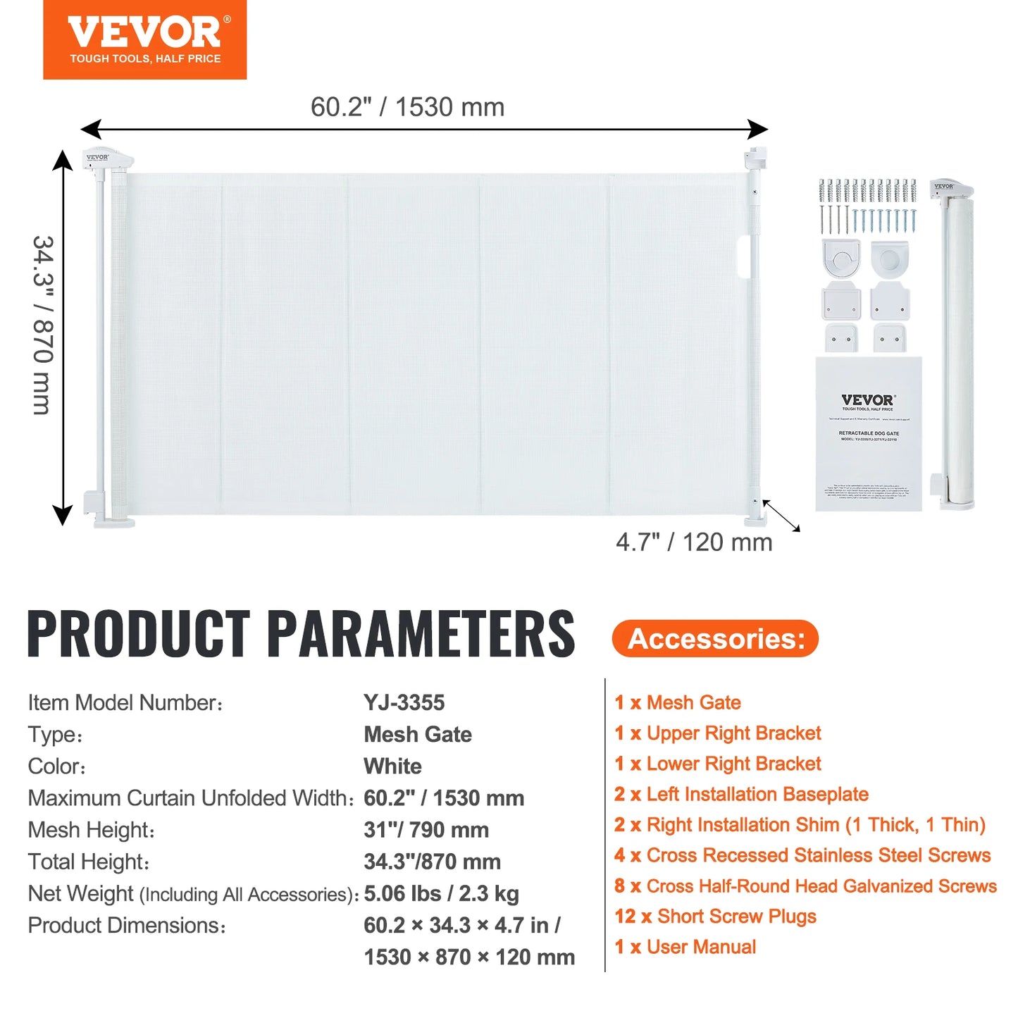 VEVOR Retractable Tall Mesh Gate