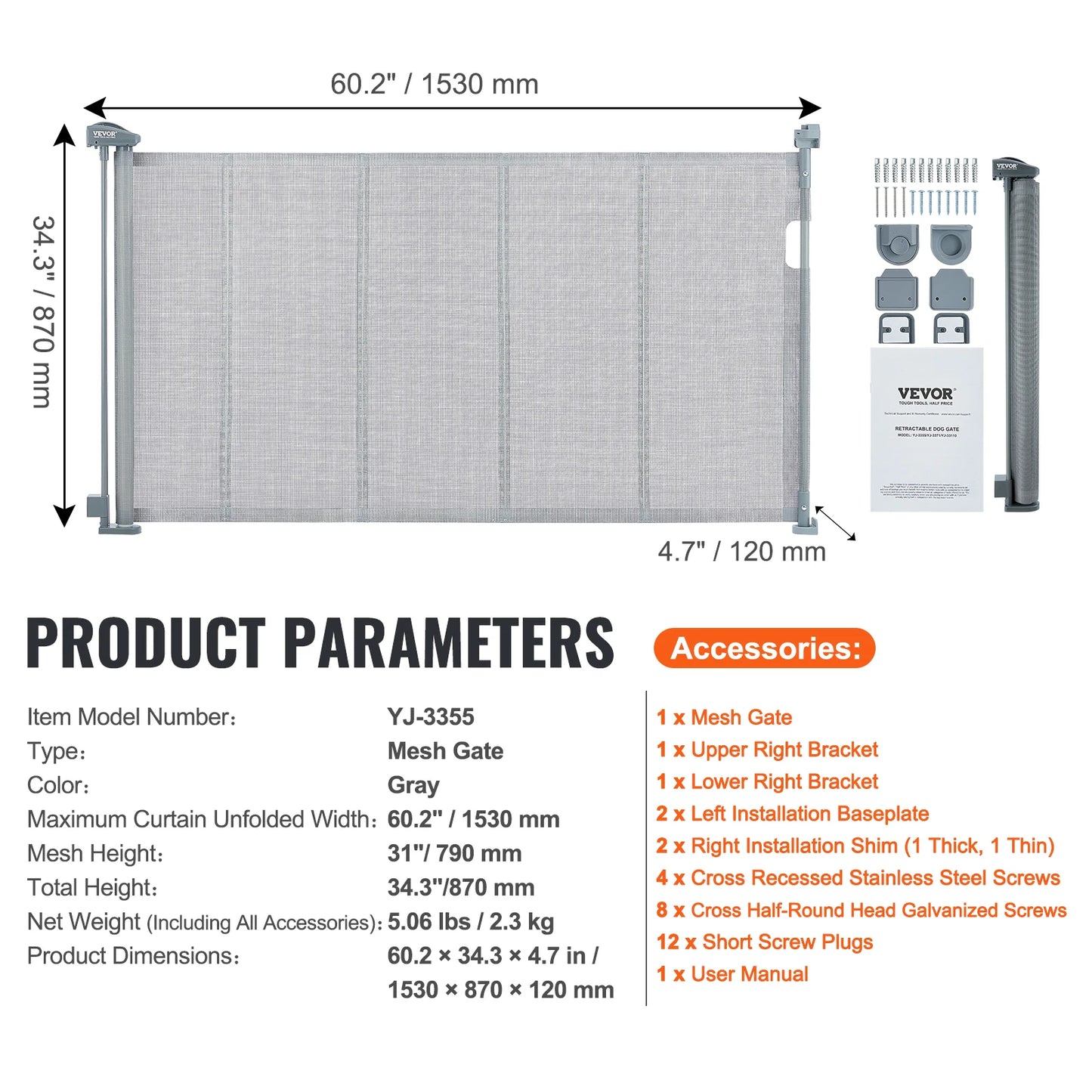 VEVOR Retractable Tall Mesh Gate