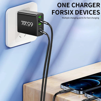 Total 65W USB C Charger 6 Ports