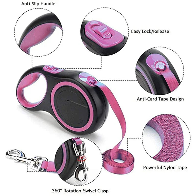 Durable Nylon Retractable Dog Leash