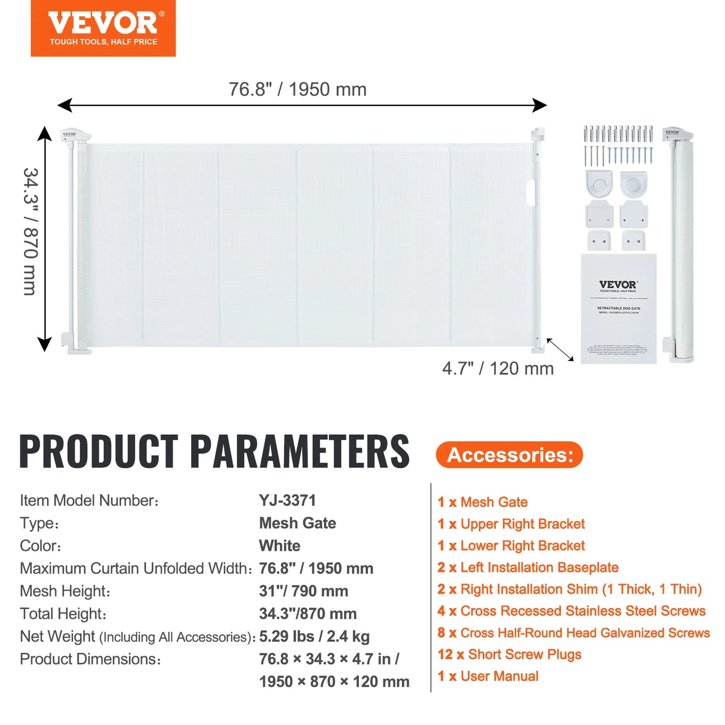 VEVOR Retractable Tall Mesh Gate