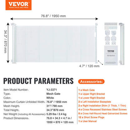 VEVOR Retractable Tall Mesh Gate