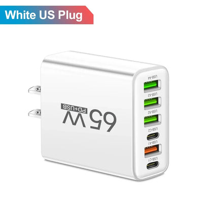 Total 65W USB C Charger 6 Ports