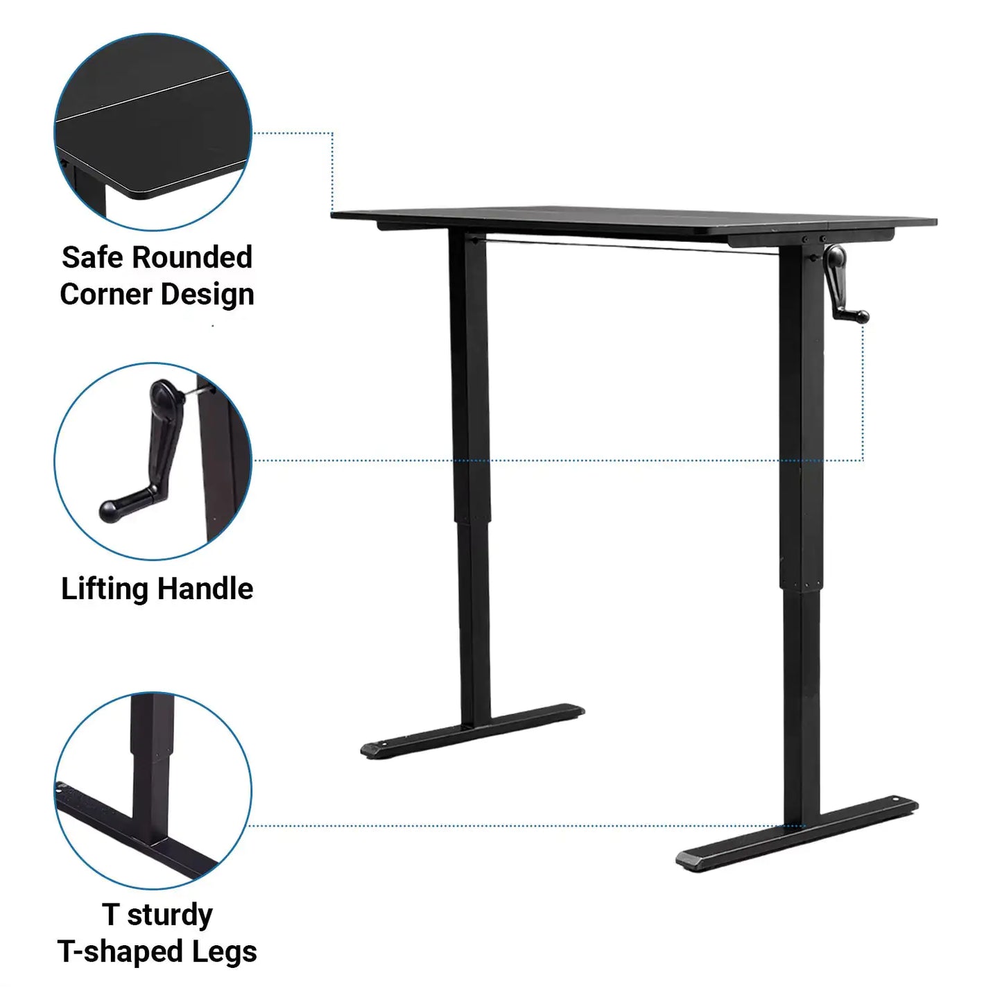 Hand-Crank Adjustable Office Desk