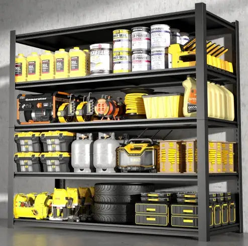 15.75 Inches Wide Black Metal Shelves, With 5 Removable Dividers