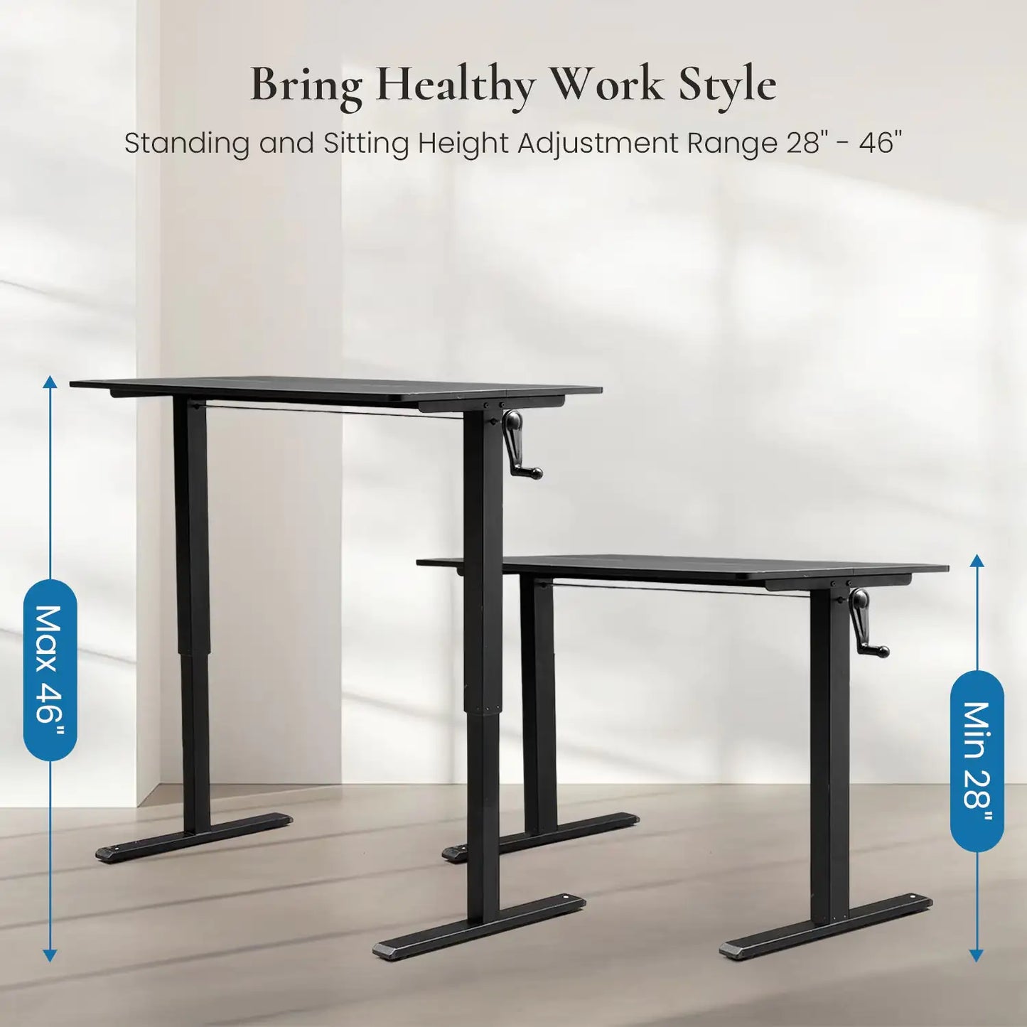 Hand-Crank Adjustable Office Desk