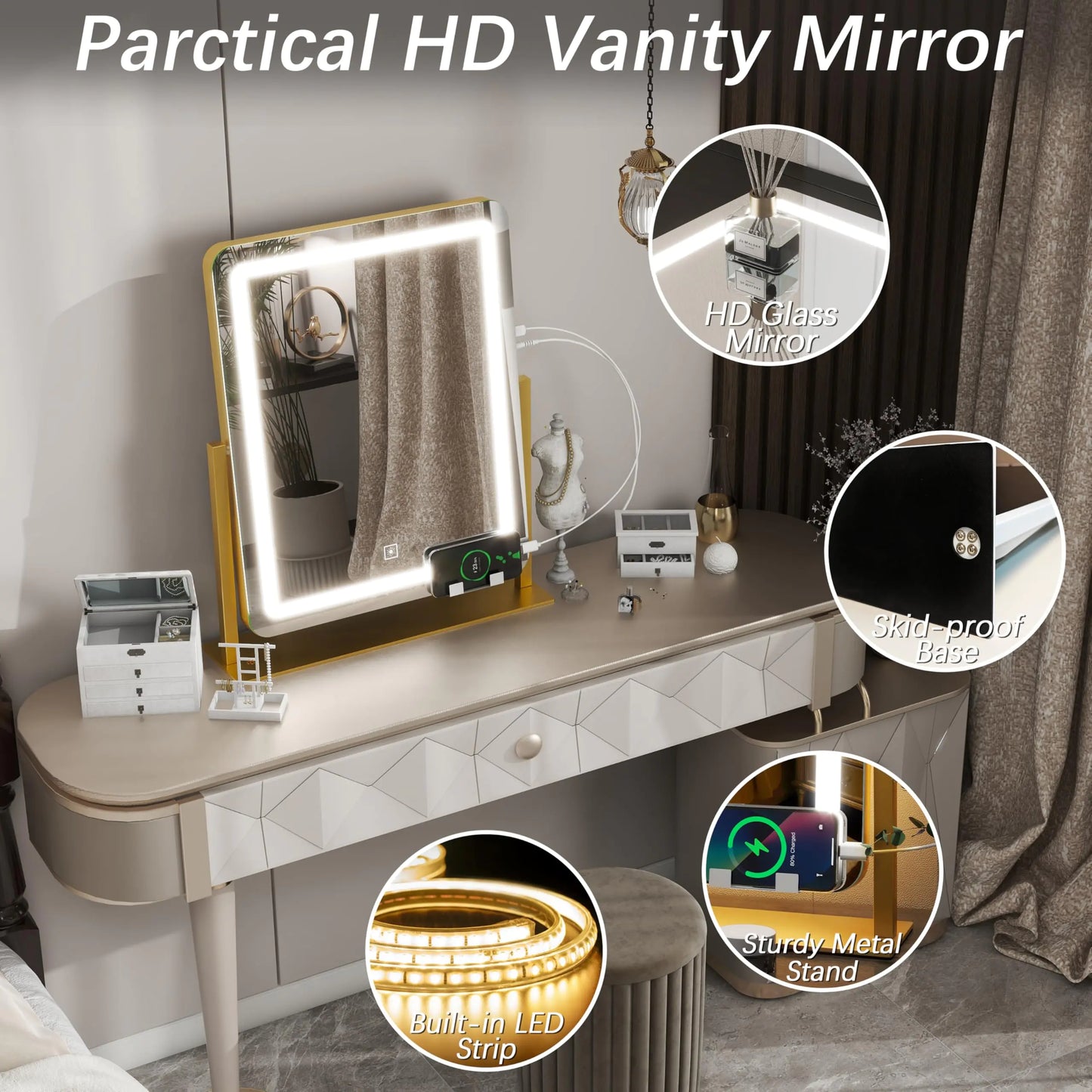 FENNIO Vanity Mirror with Lights 22 Inch- LED