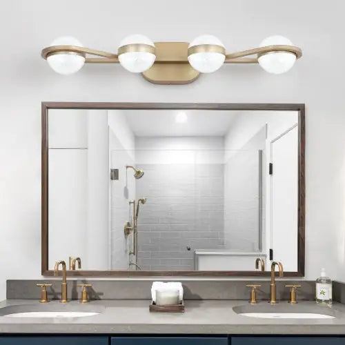 Modern Minimalist Gold Bathroom Vanity Light, 4 Bulb Acrylic Shade