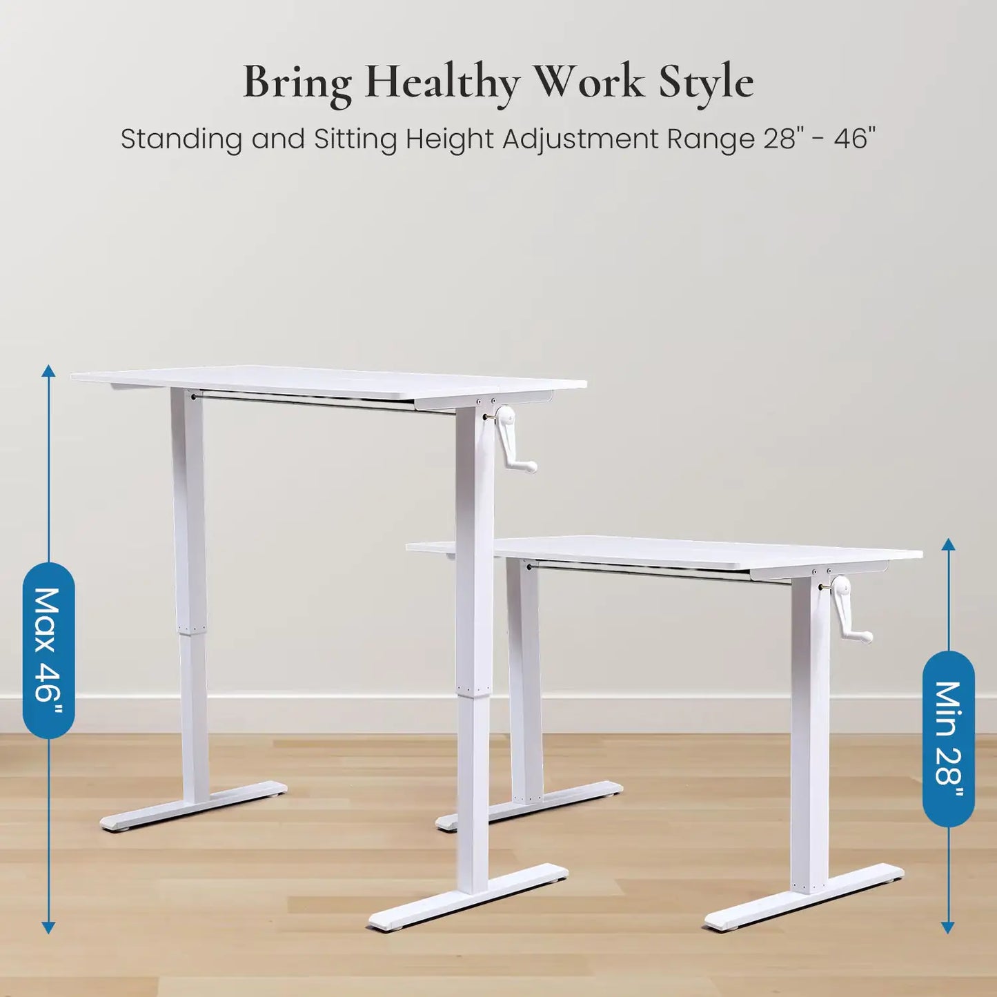 Hand-Crank Adjustable Office Desk Height Adjustable