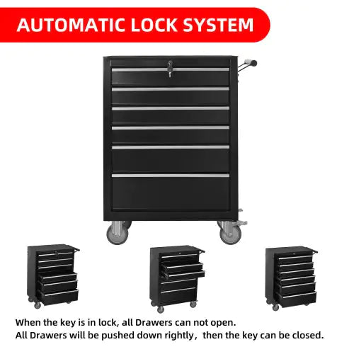 6-Drawer Rolling Tool Chest Cabinet, Large Capacity Metal Tool Box