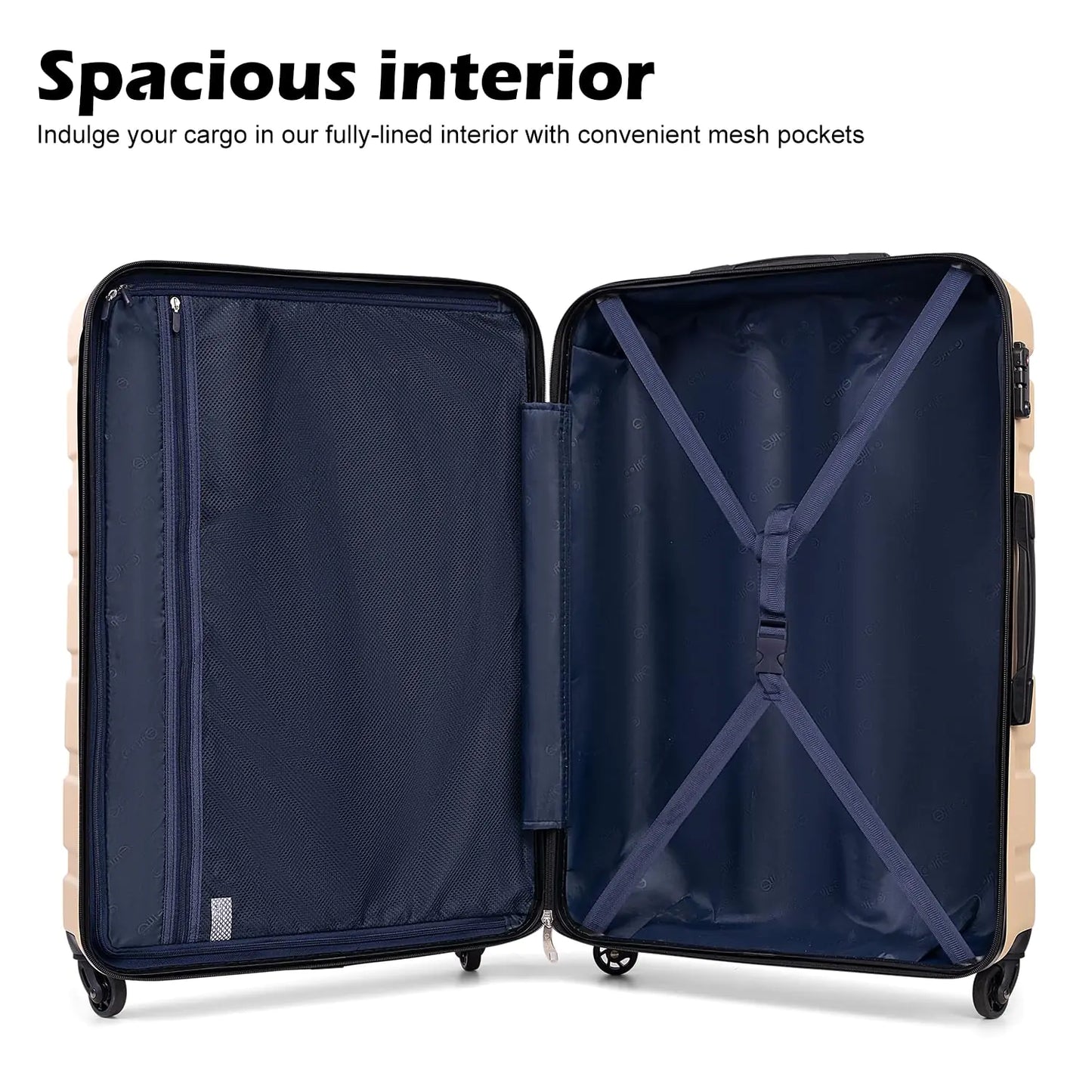 3 Piece Set Suitcase Hardshell - Black