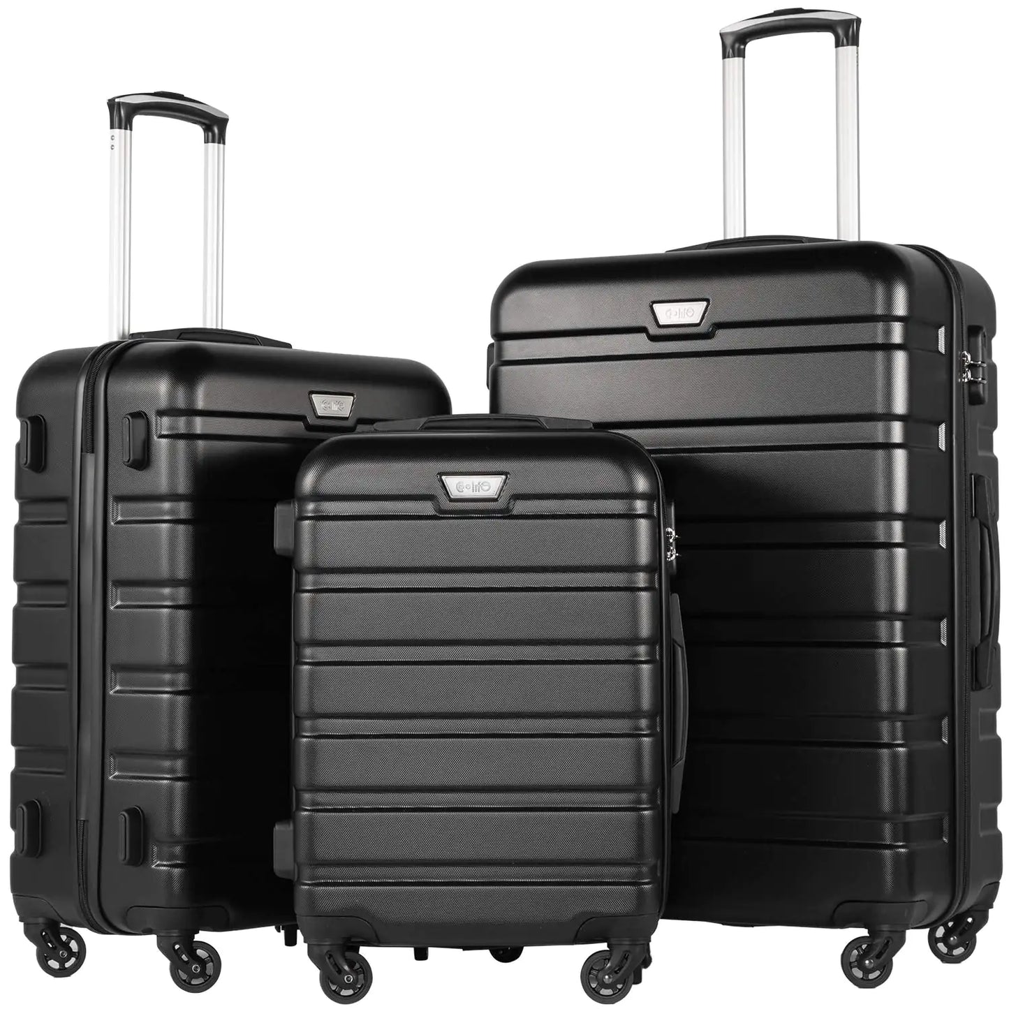 3 Piece Set Suitcase Hardshell - Black