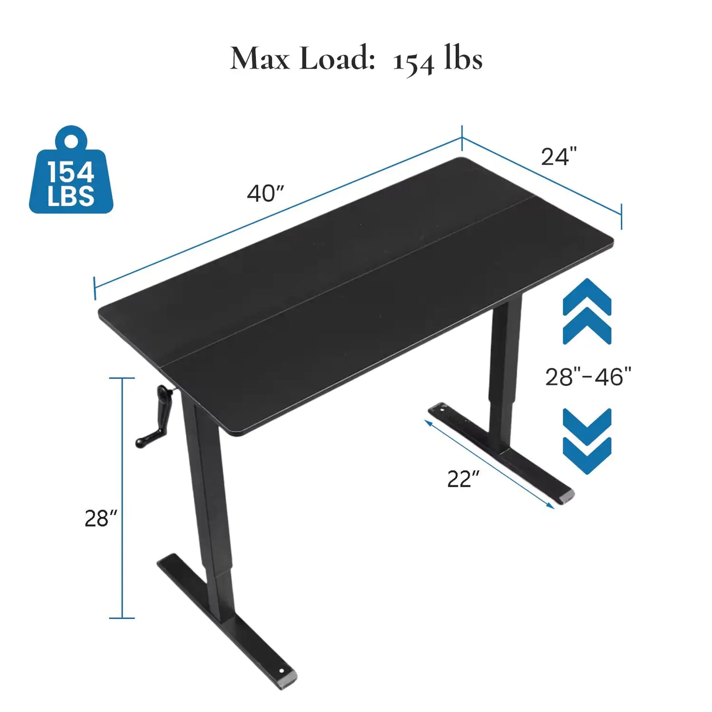 Hand-Crank Adjustable Office Desk