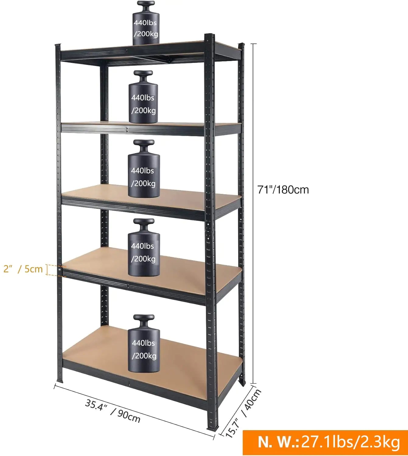 2000 Lb Capacity Garage Storage Rack Heavy-duty