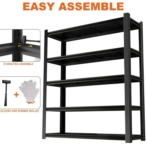 15.75 Inches Wide Black Metal Shelves, With 5 Removable Dividers