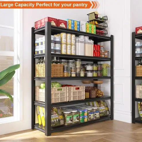 15.75 Inches Wide Black Metal Shelves, With 5 Removable Dividers