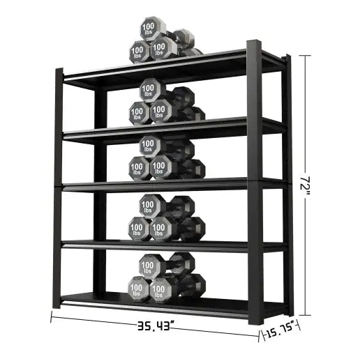 15.75 Inches Wide Black Metal Shelves, With 5 Removable Dividers