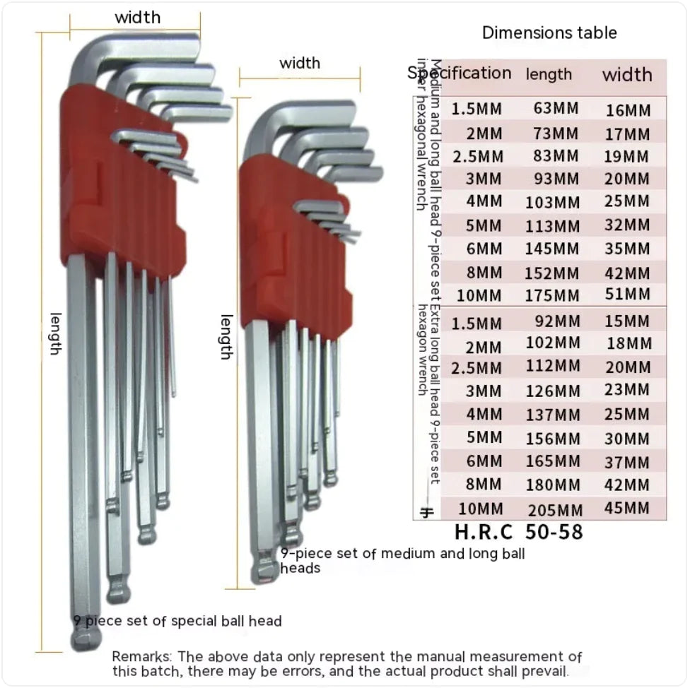 9-Piece Hexagonal Wrench Set