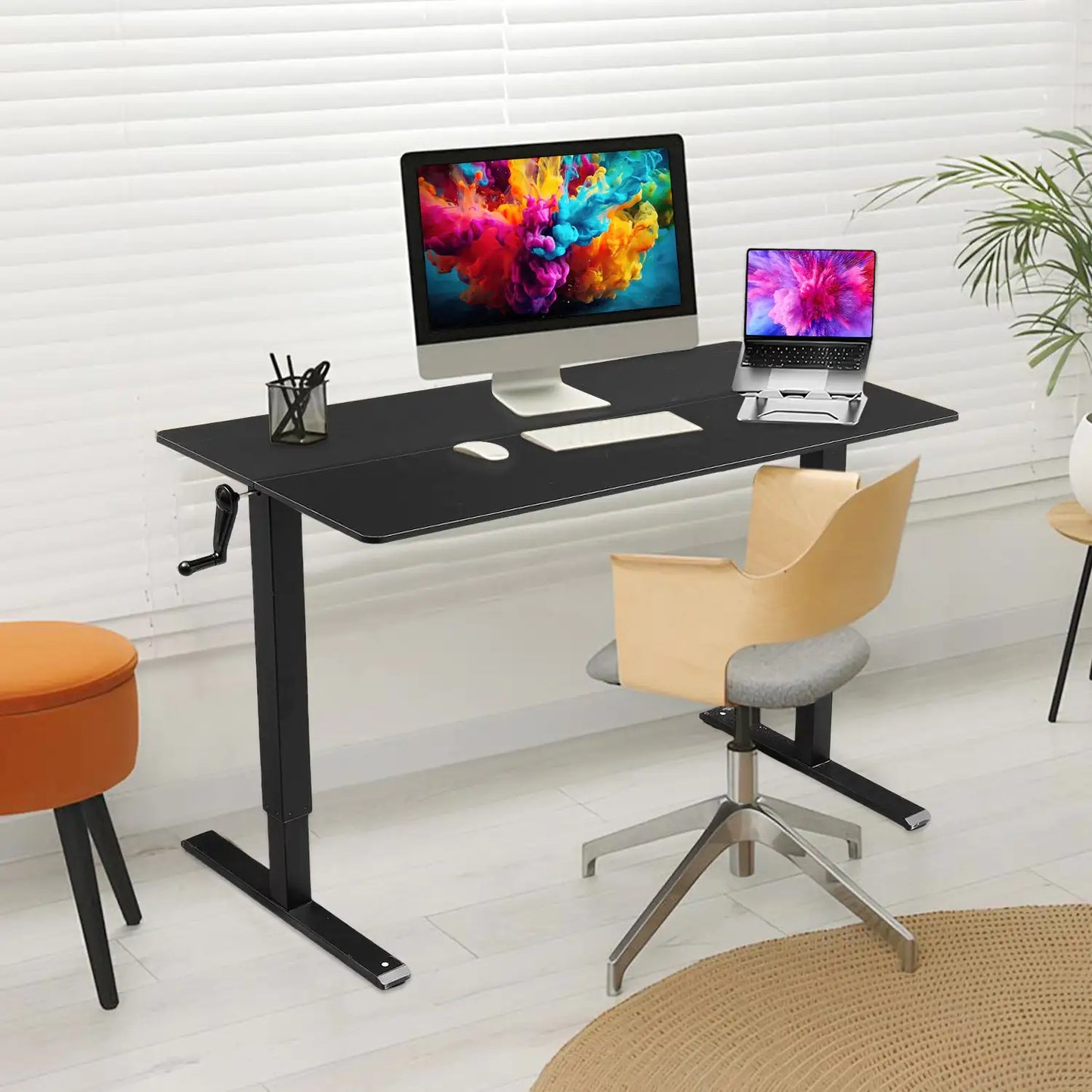 Hand-Crank Adjustable Office Desk